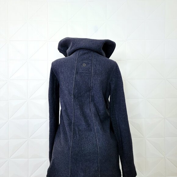 Lululemon Women's Heathered Black Virasana Blanket Wrap Full-Zip Jacket Size 12 - Picture 5 of 11